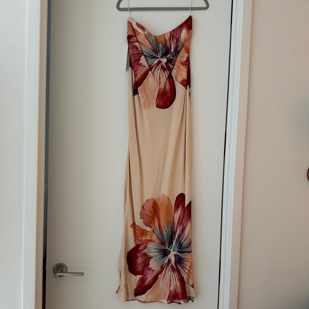 Anthropologie The Fleur Strapless Satin Maxi Slip Dress